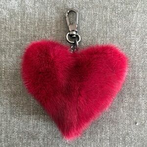 Mink Red Heart-Shaped Fur Keychain